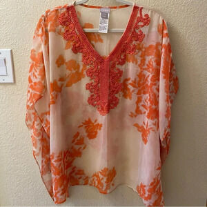 Chicos Floral Embroidered Cover Up